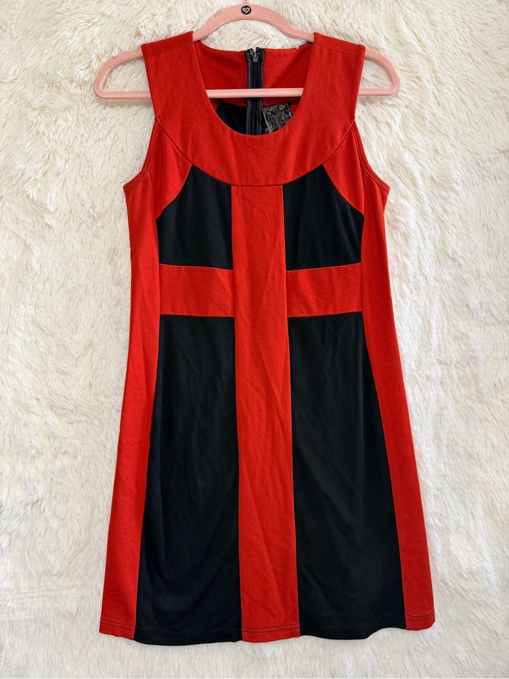 LDC Womens Sleeveless Colorblock Mini Dress Red Black Nu-Goth Corpgoth Devilcore